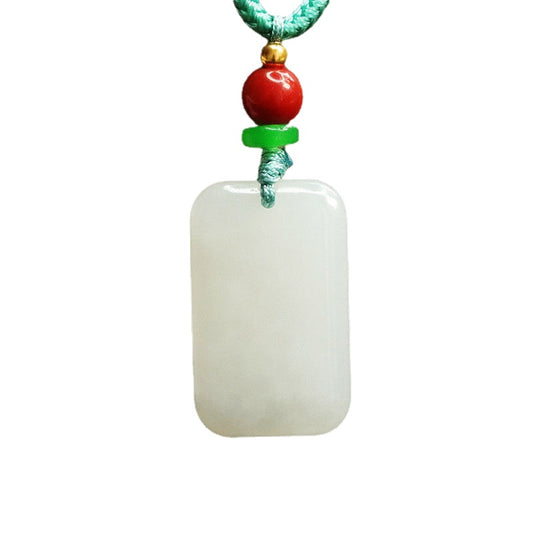 Elegant Hetian Jade Rectangle Pendant from the Fortune's Favor Collection