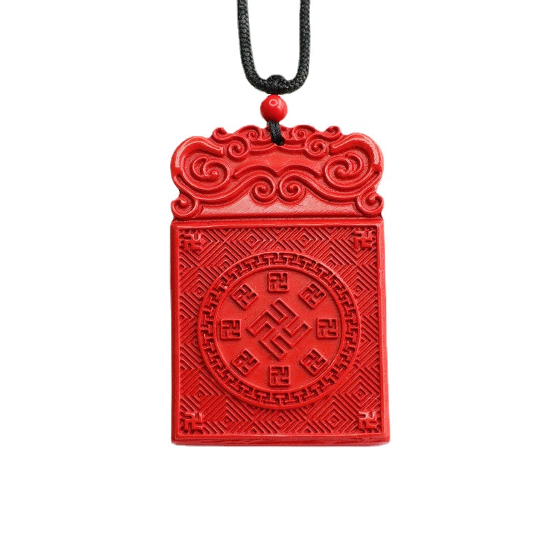 Auspicious Cloud Bagua Pendant with Red Sand and Cinnabar Stone