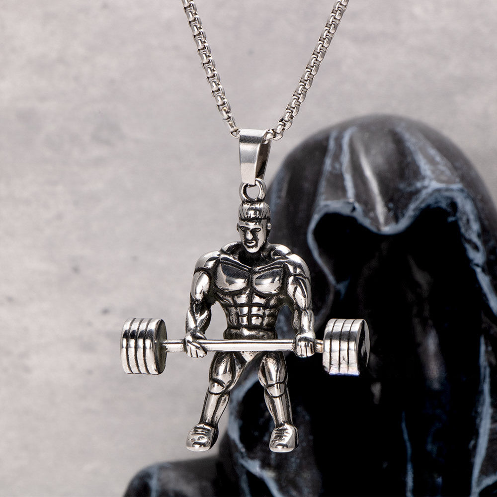 Personalized Stainless Steel Hercules Muscle Man Pendant Necklace for Men