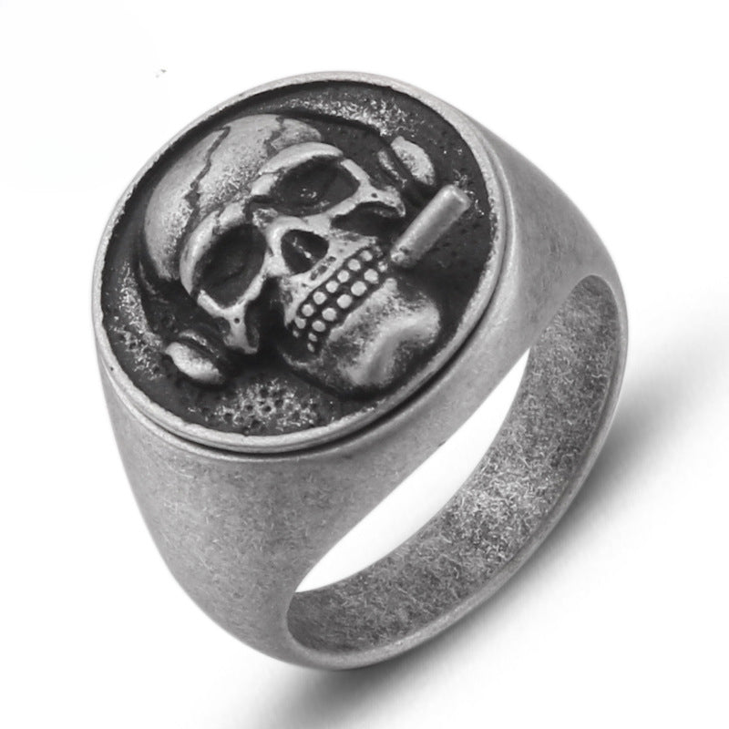 Stylish Retro Skull Design Titanium Steel Ring for Men - Personalized Stainless Steel Jewelry