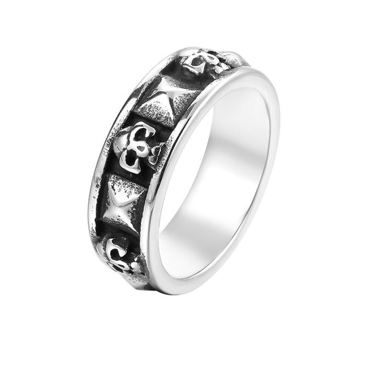 Halloween Skull and Rhombus Titanium Steel Ring for Men