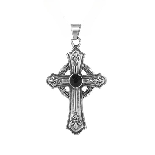 Vintage Celtic Cross with Childern Flower Titanium Steel Pendant for Men