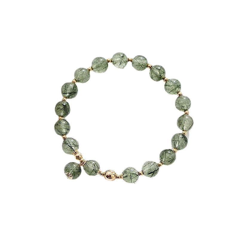 Green Hair Crystal Bracelet with Sterling Silver - Elegant Jewelry Gift for Girlfriend's Birthday