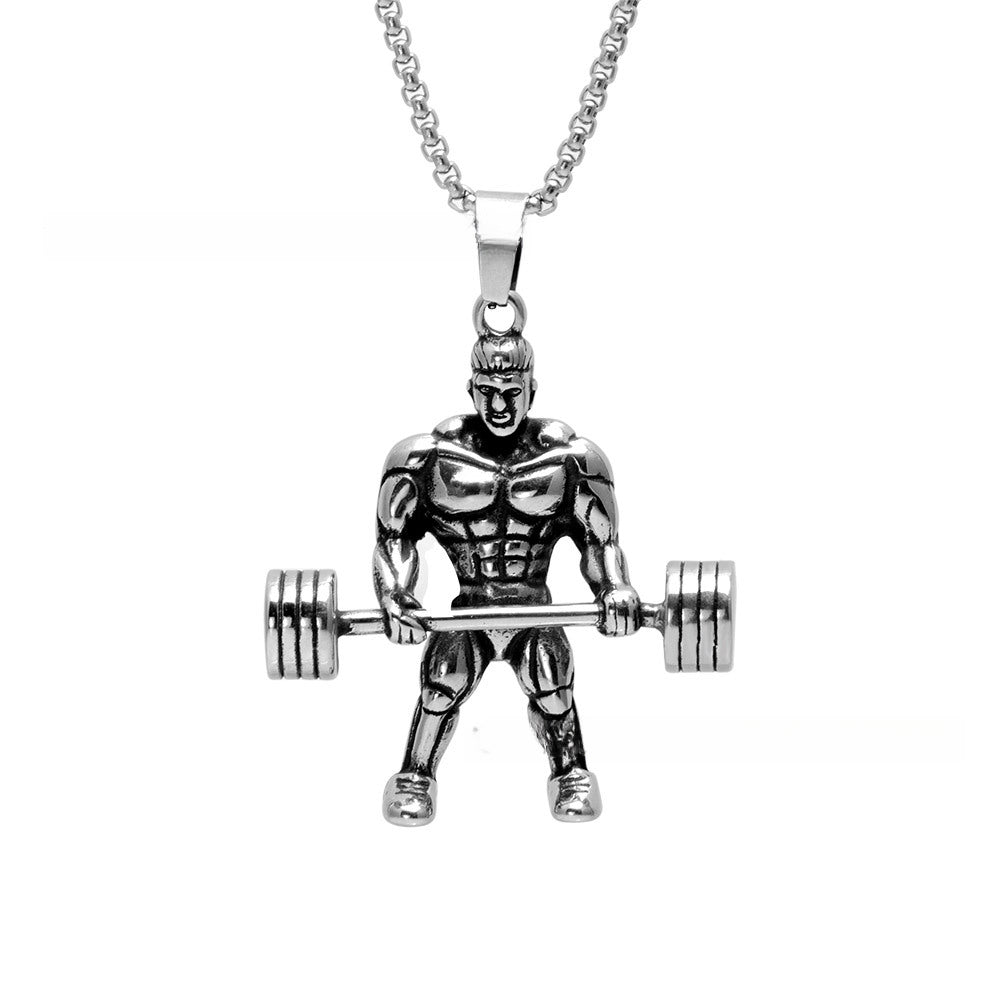 Personalized Stainless Steel Hercules Muscle Man Pendant Necklace for Men