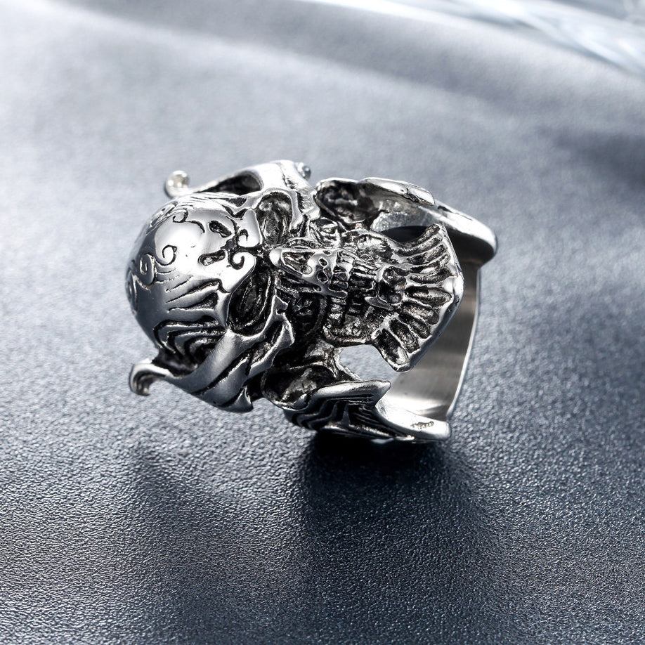 Halloween Hell Skull Titanium Steel Ring for Men