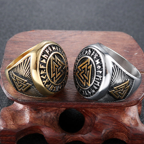 Men's Retro Viking Celtic Knot Ring - Nordic Valknut Symbol Jewelry