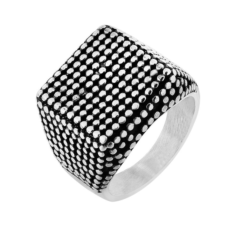 Everyday Genie Simple Polka Dot Titanium Steel Men's Ring - Size 6-13