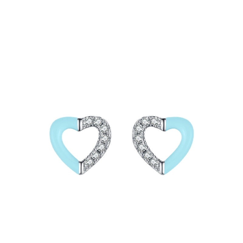 Sweet and Fashionable S925 Sterling Silver Heart-shaped Earrings