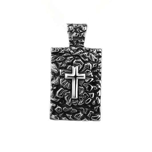 Latin Cross Rectangle Titanium Steel Pendant for Men