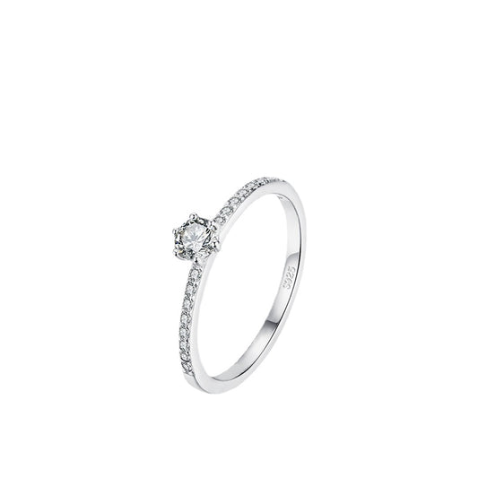 Luxurious Sterling Silver Zircon Ring for Women, Size 5-9