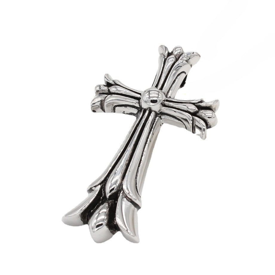 Double Layer Cross Flower Titanium Steel Pendant for Men