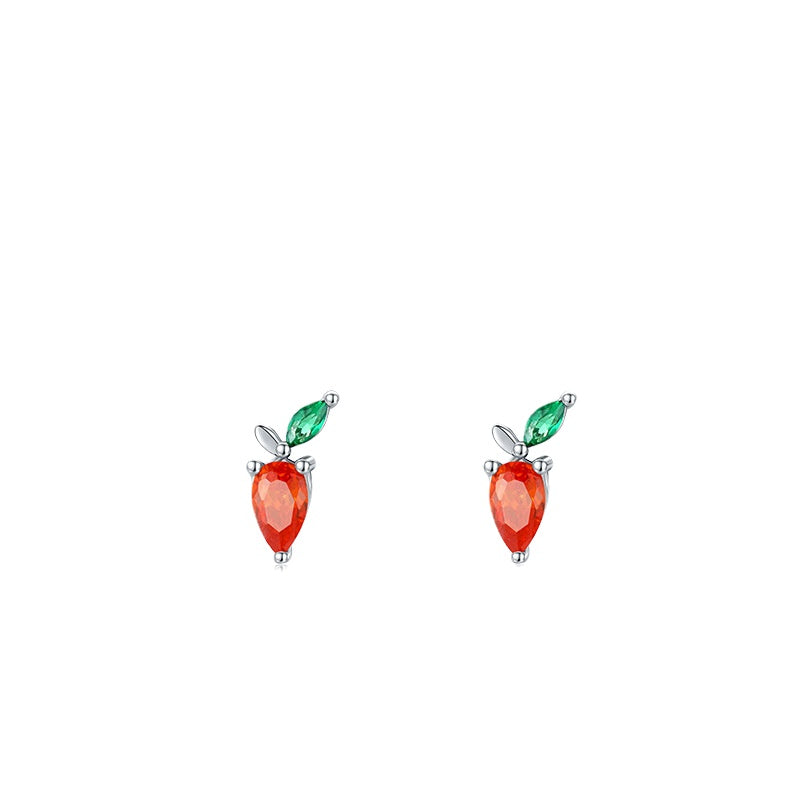 Sterling Silver Genie Radish Earrings with Zircon Gem