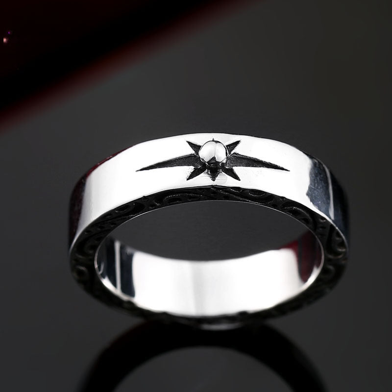 Takahashi Sun Ray Retro Stainless Steel Men's Tail Ring - Wholesale Titanium Steel Jewelry