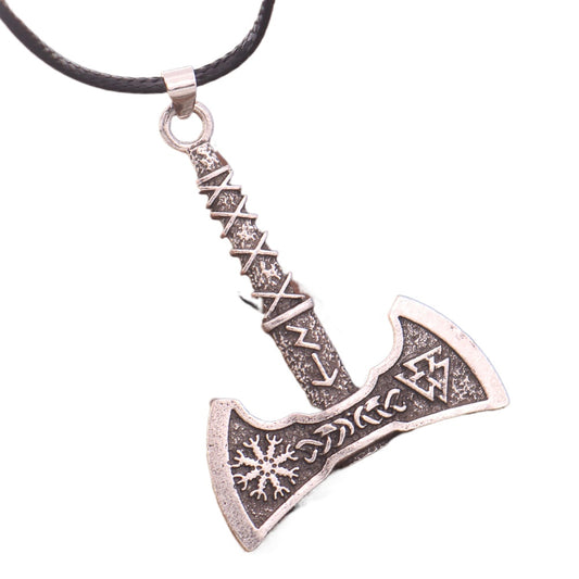 Mystic Viking Rune Axe Pendant with Odin Compass Design Men's Necklace