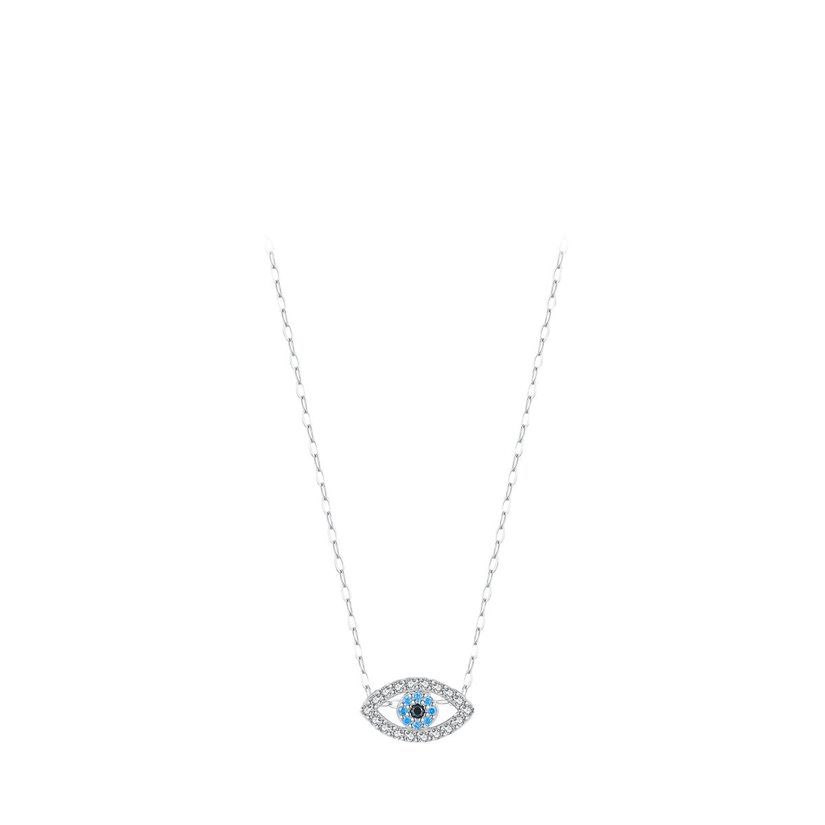 Stylish Devil's Eye Sterling Silver Necklace for Women - Retro, Small, and Trendy