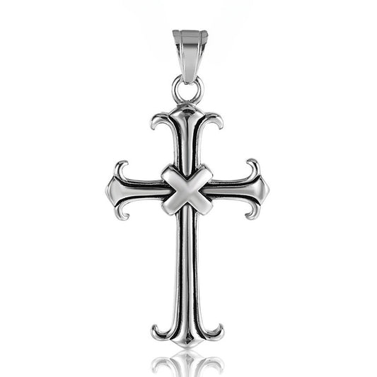 Punk X Saint Latin Cross Titanium Steel Pendant for Men