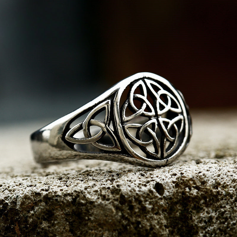 Retro Viking Celtic Knot Titanium Steel Ring for Men - European and American Hand Jewelry