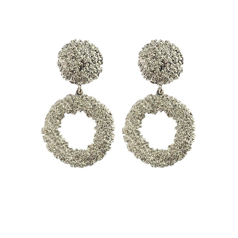 Metallic Rose Alloy Earrings - Vienna Verve Collection