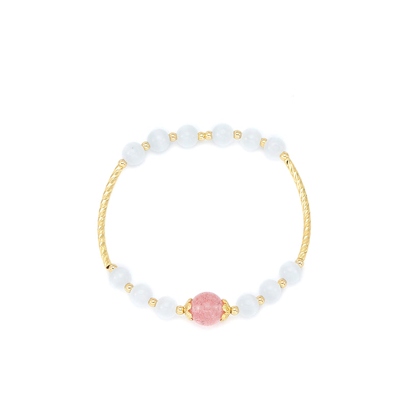 Strawberry Opal Crystal Sterling Silver Bracelet - Fortune's Favor Collection