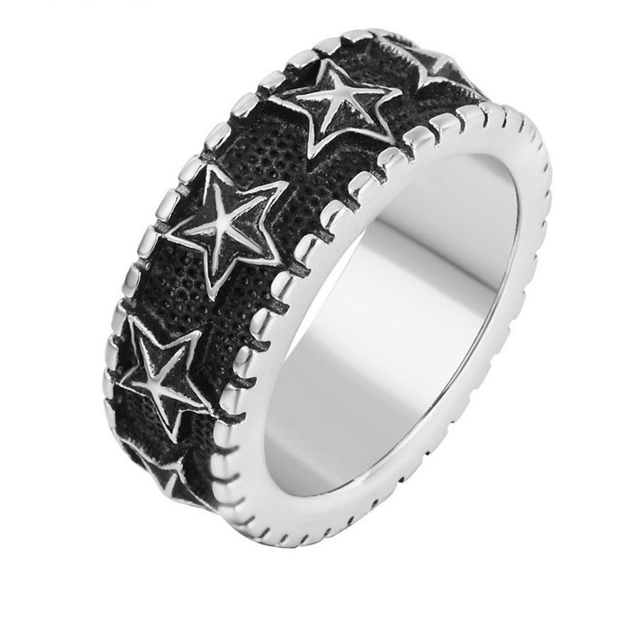 Retro Jewelry Personalized Five-pointed Star Titanium Steel Ring for Men