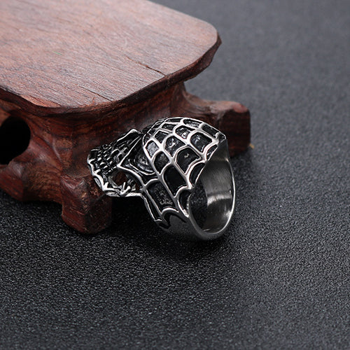 Punk Retro Spider-Man Titanium Steel Ring for Men - European and American Film & TV Inspired Accessories