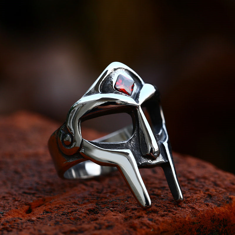 Retro Titanium Steel Mask Ring Set with Stone for Men - Wholesale Stainless Steel Jewelry Collection