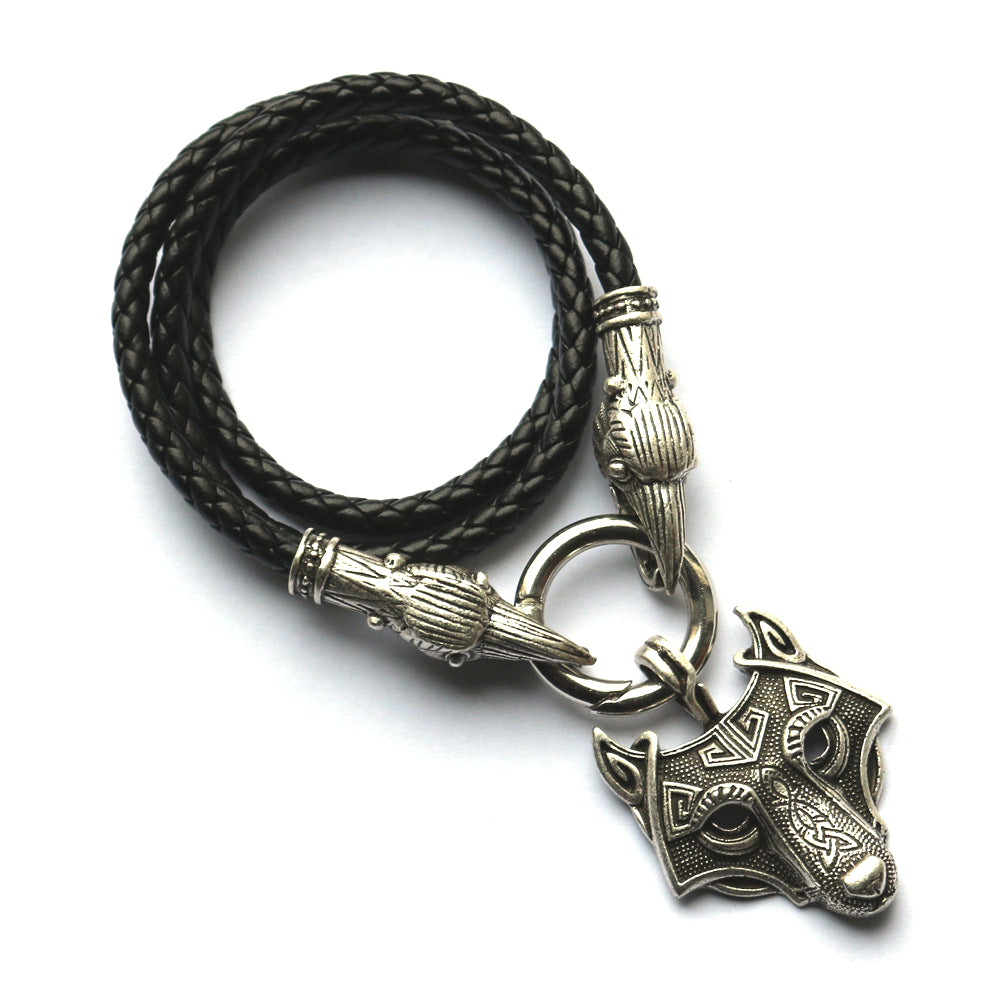 Nordic Mythology Wolf Head Amulet Necklace - Viking Metal Pendant for Men