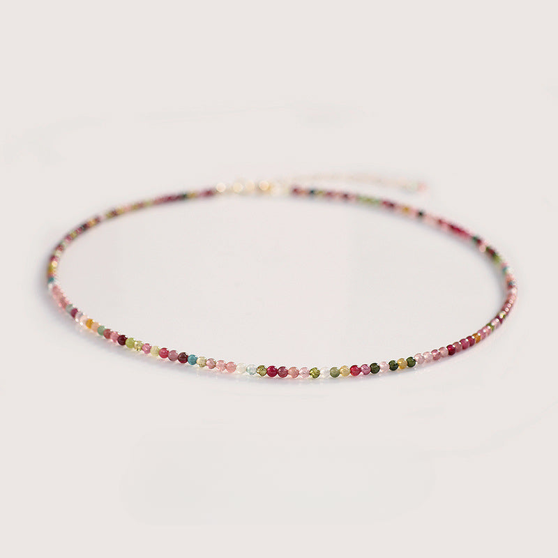 Elegant Tourmaline Necklace with S925 Silver Chain and 14K Gold Plated Collar Chain