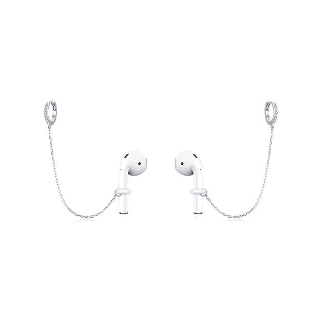 Sterling Silver Earbone Clip with Zircon Accent - Unique Airpod Earring