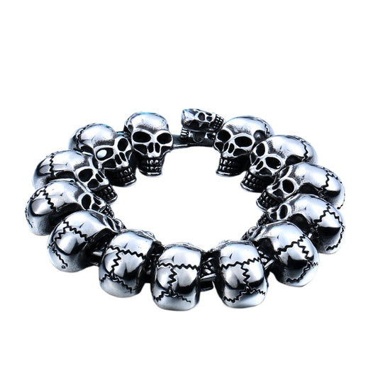 Titanium Steel Skull Bracelet for Men - European & American Punk Style Jewelry