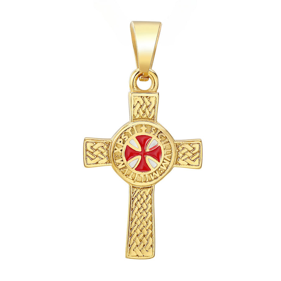 Golden Celtic Cross Titanium Steel Pendant for Men