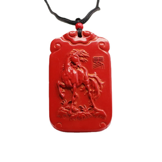 Red Sand Jewelry Featuring Good Luck Horse Brand Pendant Made with Vermilion Sand