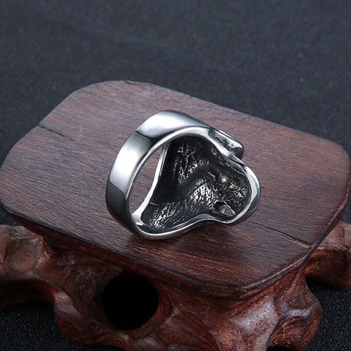 Titanium Steel Skull Ring for Men - Retro Punk Religious Totem Jewelry in European and American Style