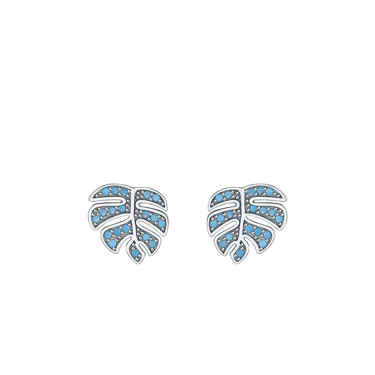 Elegant S925 Sterling Silver Turquoise Leaf Earrings