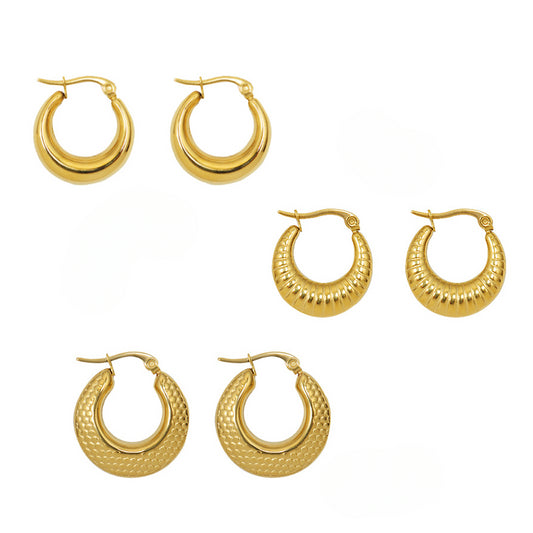 Golden Horn Scaled Halo Earrings Set with Titanium Steel Needle