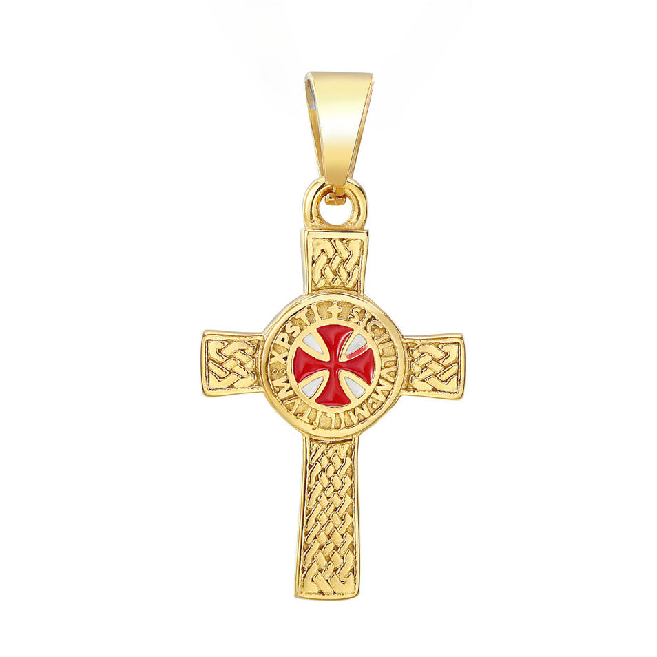 Red Cross Celtic Cross Titanium Steel Pendant for Men