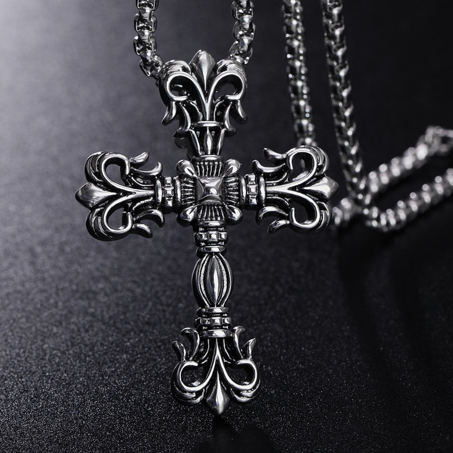 Luxurious Saint Cross Flower Titanium Steel Pendant for Men