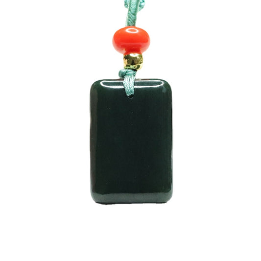 Rectangular Hetian Jade Pendant Necklace crafted by Panderful Collection