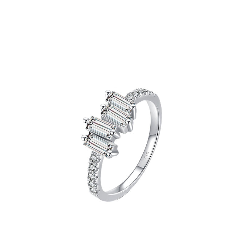 Silver Zircon Sparkle Ring for Trendy Women