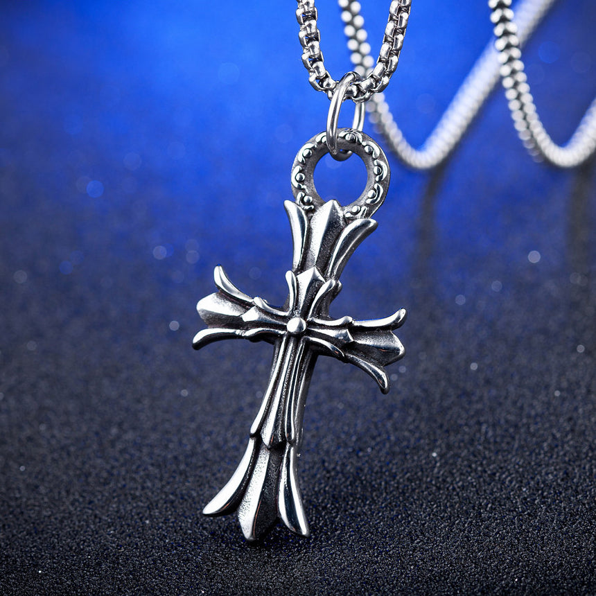 Ankh Cross Flower Titanium Steel Pendant for Men