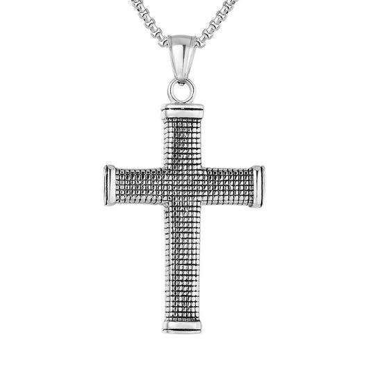 Mosaic Latin Cross Titanium Steel Necklace for Men