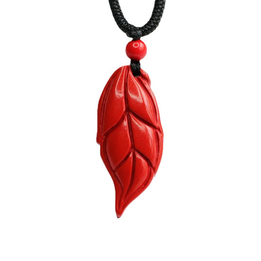 Cinnabar Jade Branch Leaf Pendant Red Sand Pendant Jewelry