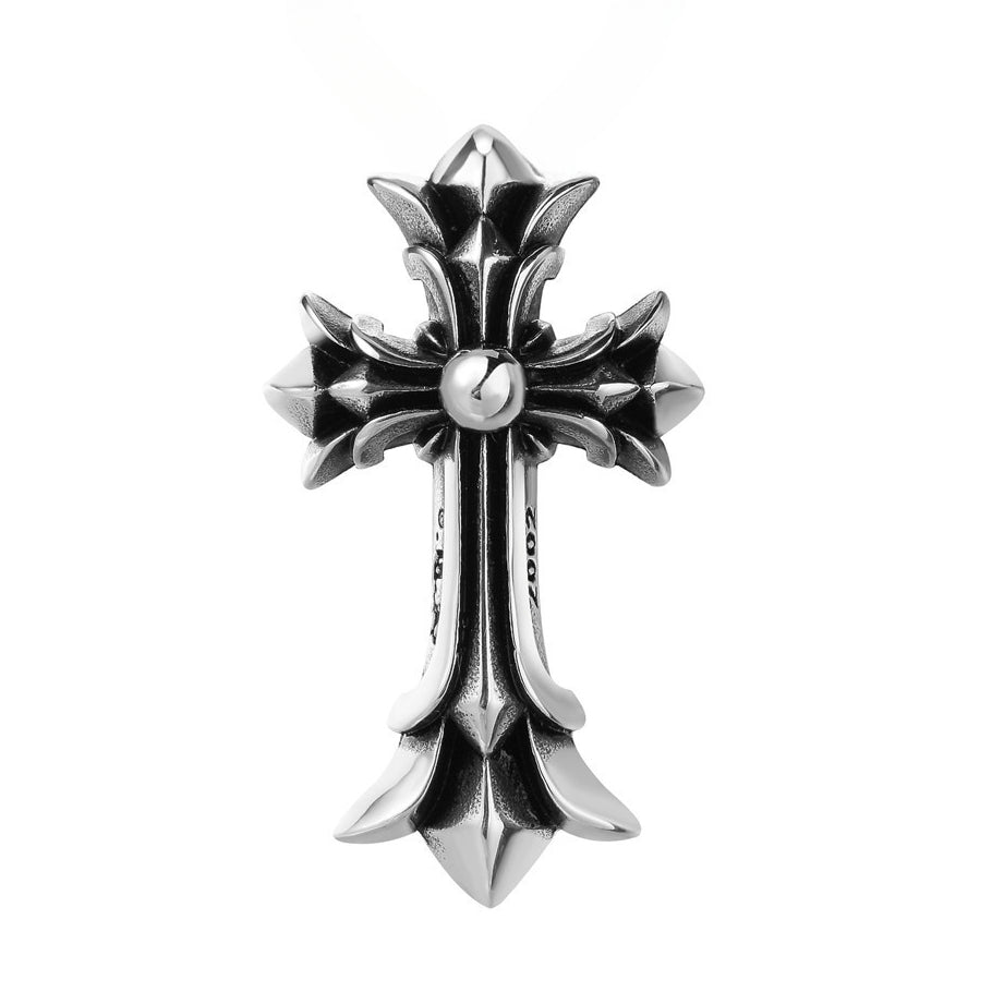 Punk Cross Flower Titanium Steel Pendant for Men