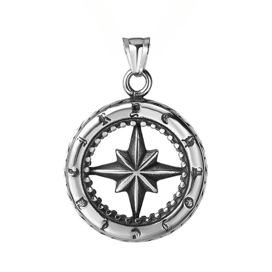 Octagonal Star Compass Titanium Steel Pendant for Men