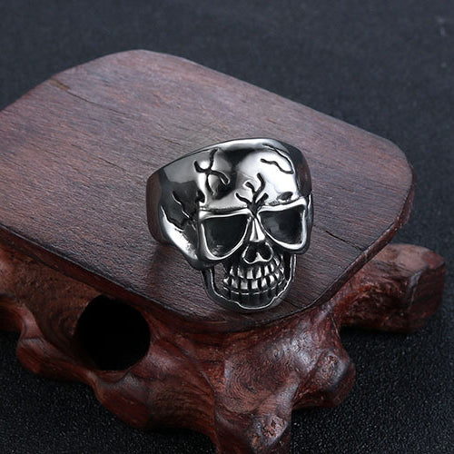 Titanium Steel Skull Ring for Men - Retro Punk Religious Totem Jewelry in European and American Style