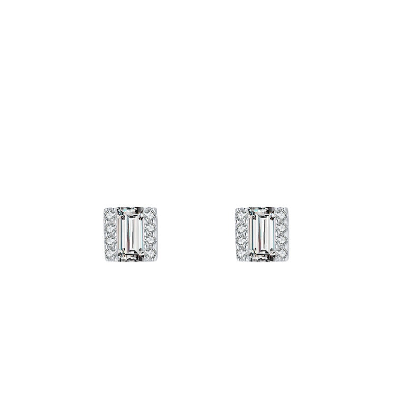 Elegant S925 Sterling Silver Earrings with Zirconium Inlay