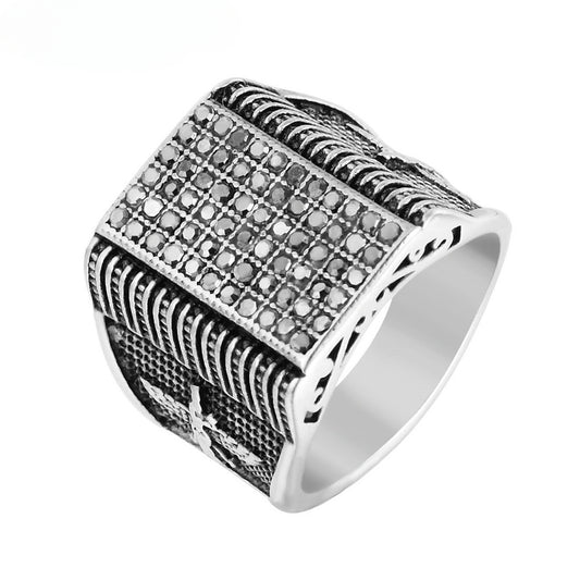 Retro Full Zircon Eagle Men's Titanium Steel Ring with New Foreign Trade