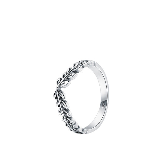 Sterling Silver Geometric Leaf Arrow Ring - Women's Folding Index Finger Ring
