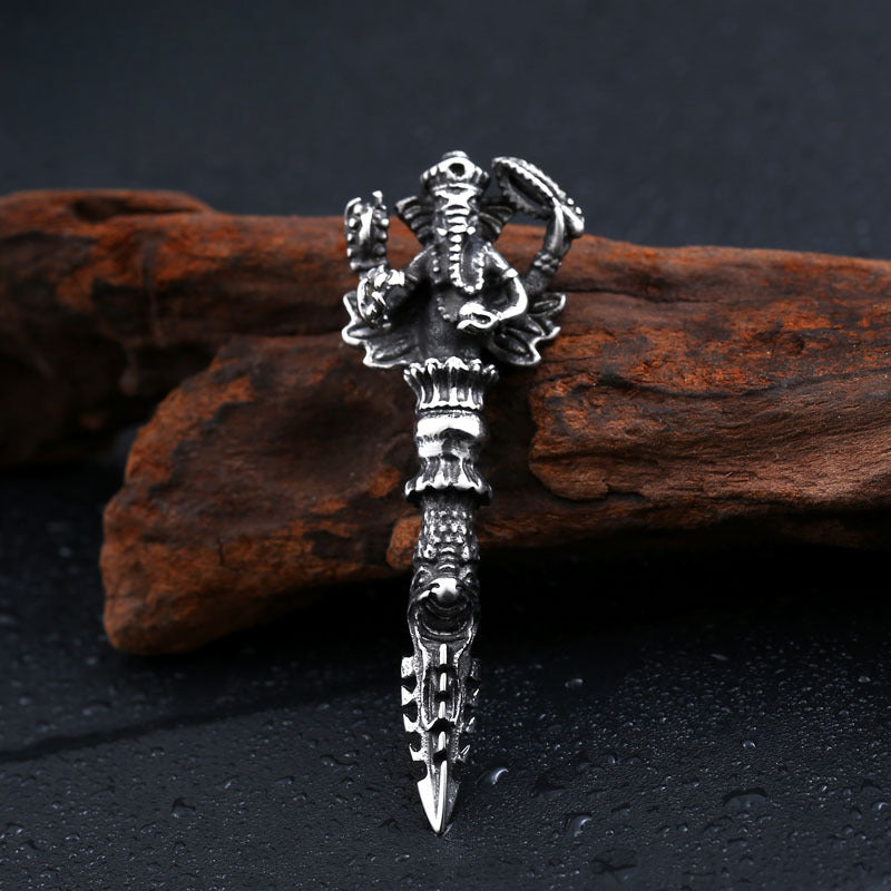 Titanium Steel Elephant Trunk Vajra Pendant - Domineering Jewelry for Men