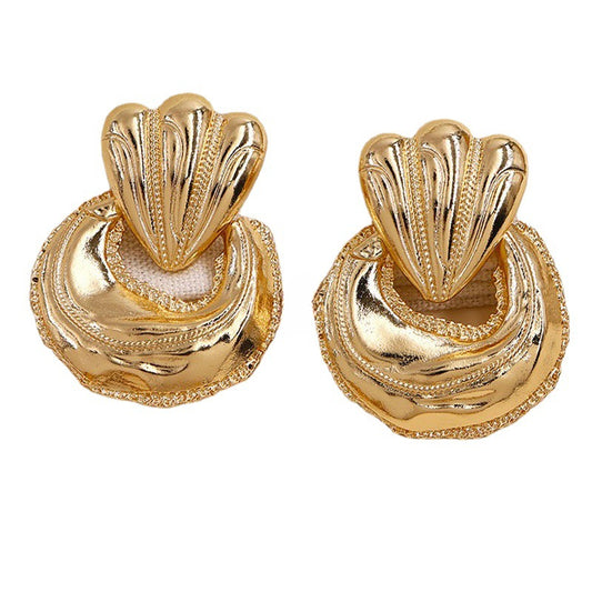 Exaggerated Metal Texture Earrings - Vienna Verve Collection